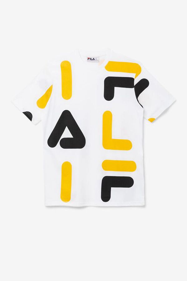 Fila Bennet Men's Tee - White/Yellow/Black,NZ 98-45163